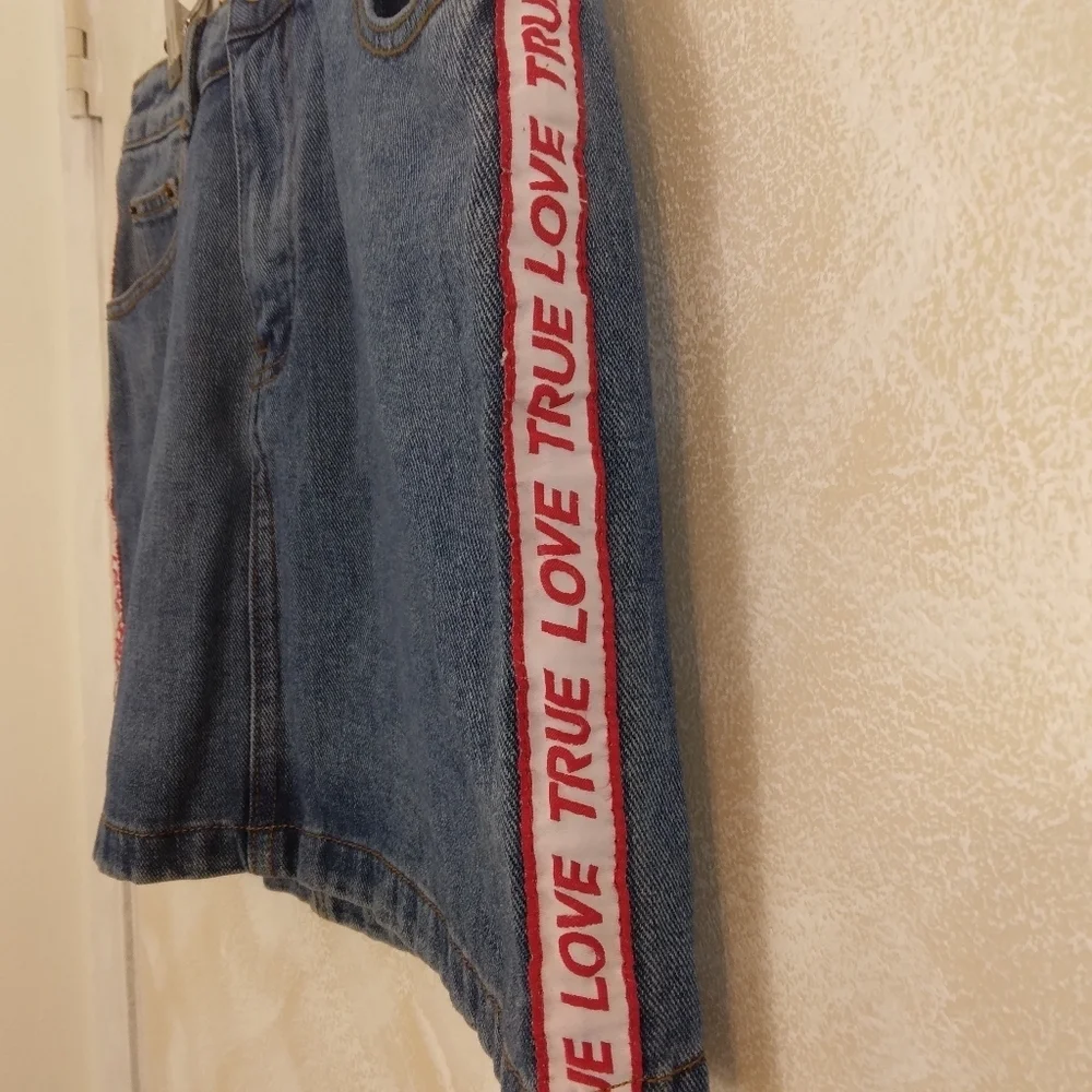 Denim 5 pocket skirt from Forever 21 with True Love Ribbon Decoration on Sides